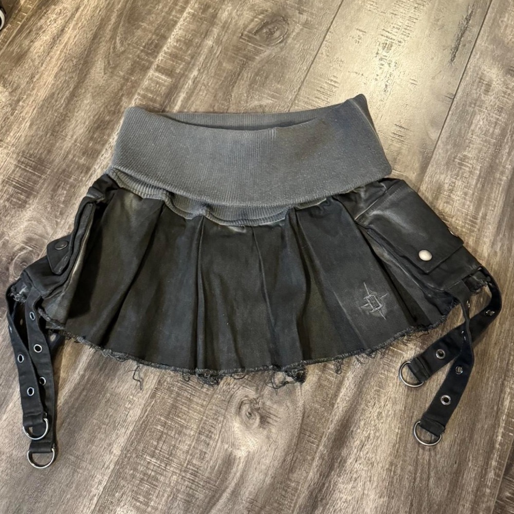 Dolls Kill Dark Gray Pleated Cargo Skirt